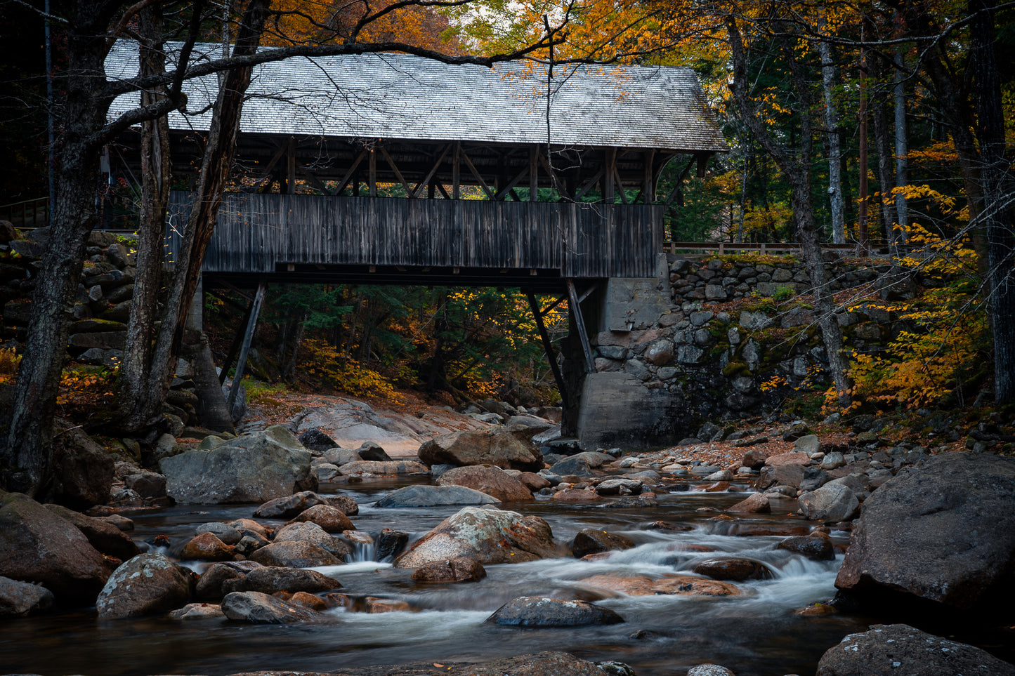 Flume Gorge Covered Bridge in New Hampshire Version II