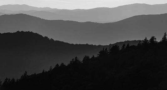 Blue Ridge Parkway Sunset BW