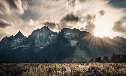 Dramatic Sunset at Cathedral Group in Grand Teton National Park