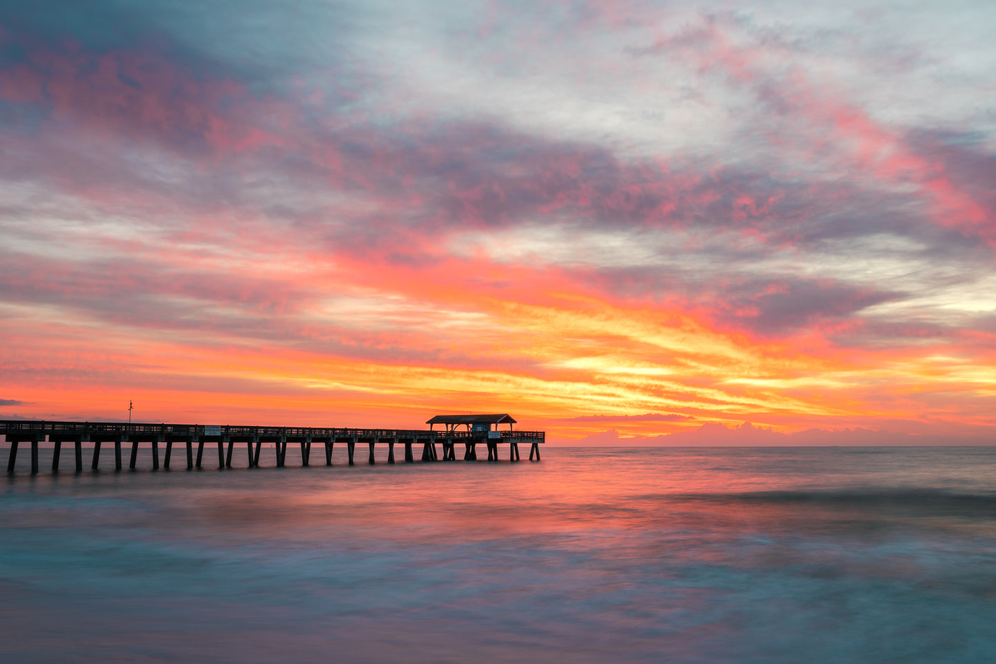 Tybee Island Pier at Sunrise With Spectacular Color