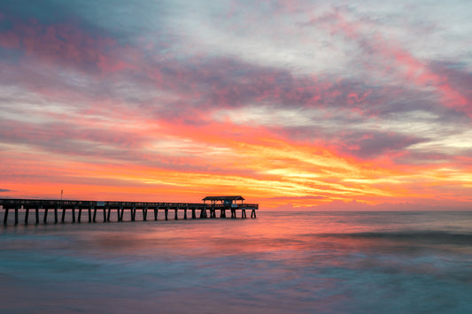 Tybee Island Pier at Sunrise With Spectacular Color